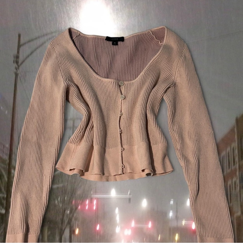 J. Crew Beige Ribbed Knit Top